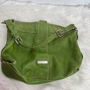 Isabella Fiore Green Hobo Bag with Silver Hardware